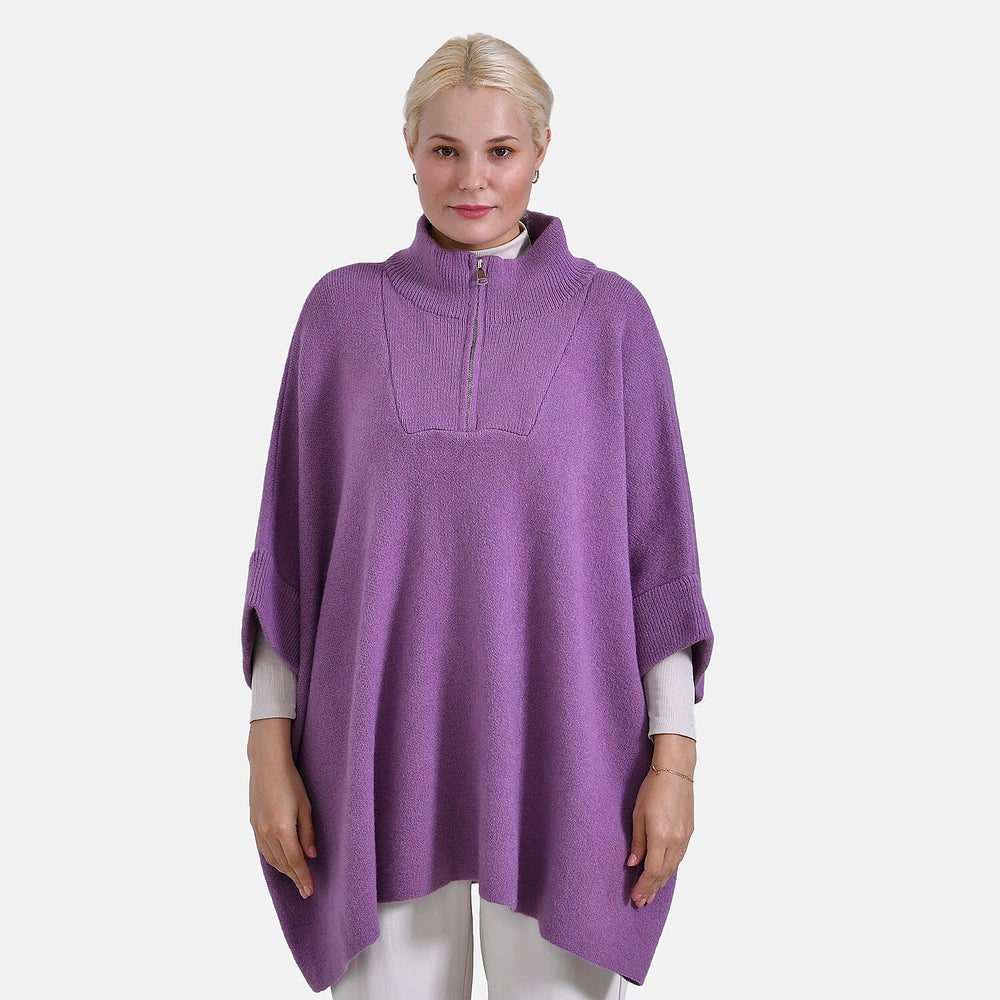 Tamsy Turtle-Neck Half Sleeves Jumper (Size - One Size) - Purple