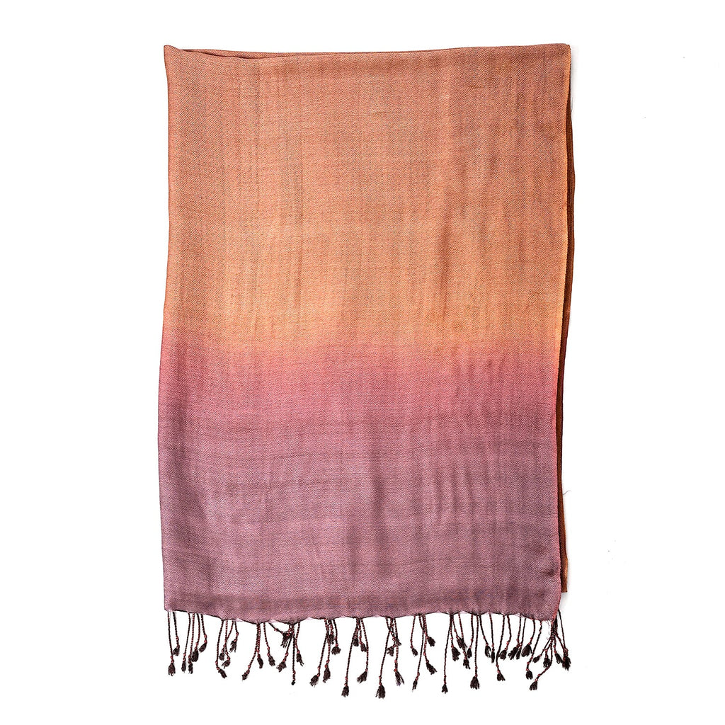 Tamsy Dual Shade Ombre Stole (Size 210 x 70 cm) - Copper & Dark Purple