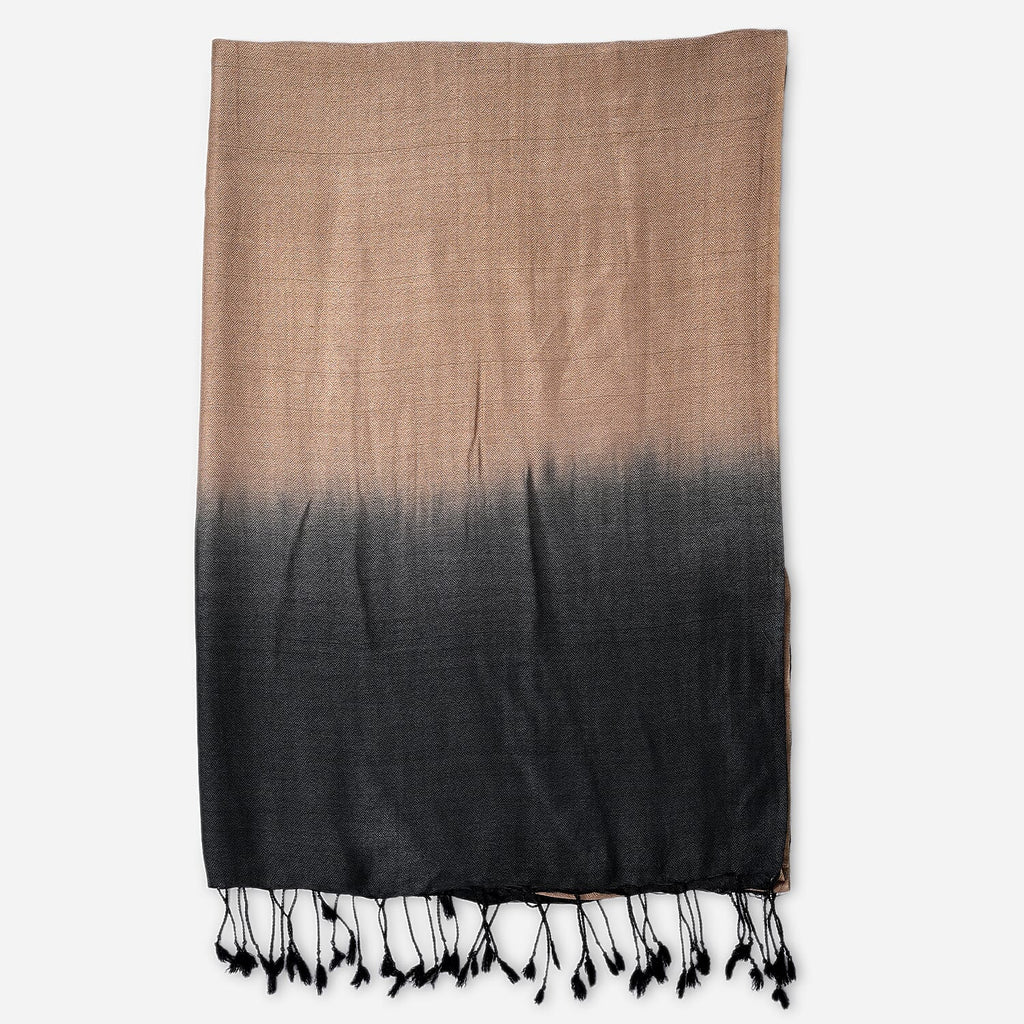 Tamsy Dual Shade Ombre Stole (Size 210 x 70 cm) - Light Brown & Dark Blue