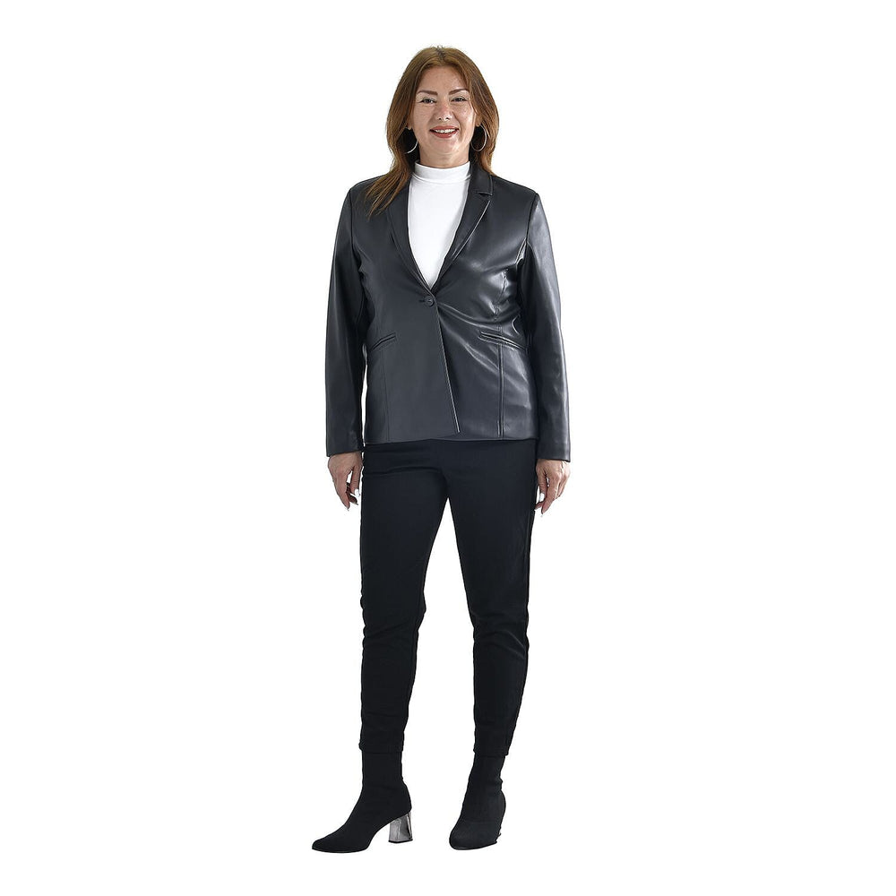 Tamsy Long Sleeves Blazer with Notched Lapel Collar (Size M,12-14) - Black