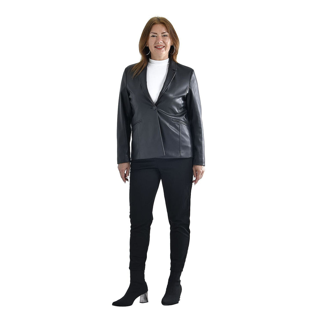 Tamsy Long Sleeves Blazer with Notched Lapel Collar (Size M,12-14) - Black