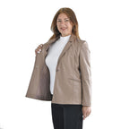 TAMSY Long Sleeves Blazer with Notched Lapel Collar (Size M,12-14) - Beige