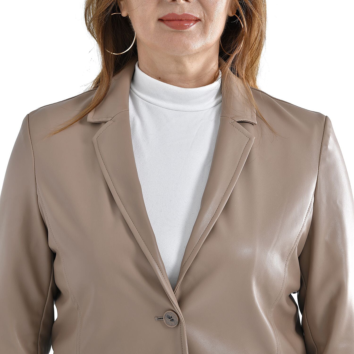TAMSY Long Sleeves Blazer with Notched Lapel Collar (Size M,12-14) - Beige