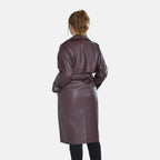Tamsy Long Solid Coat with 2 Pockets (Size S) - Burgundy