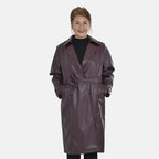 Tamsy Long Solid Coat with 2 Pockets (Size S) - Burgundy