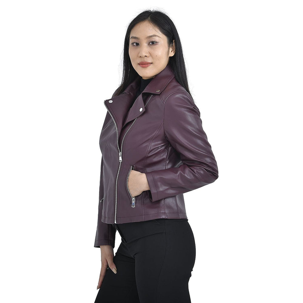 Tamsy Zipper Collar Jacket (Size L) - Burgundy