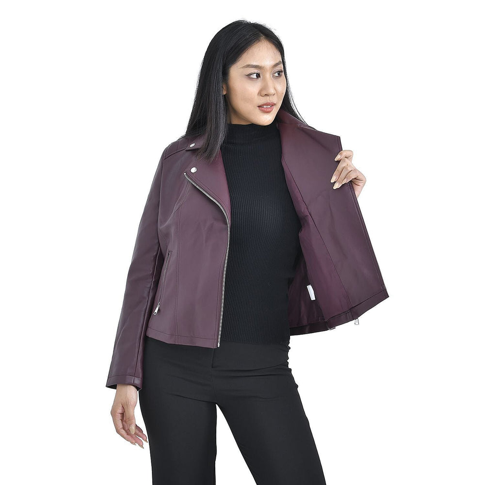 Tamsy Zipper Collar Jacket (Size L) - Burgundy