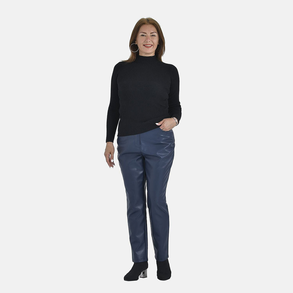 TAMSY 100% PU Leather Look Trouser  (Size 14) - Navy