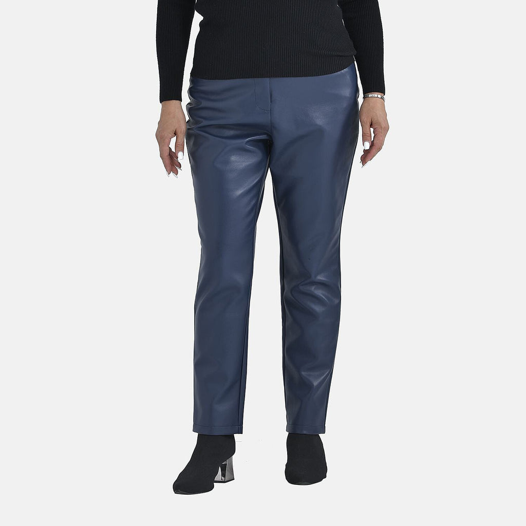 TAMSY 100% PU Leather Look Trouser  (Size 14) - Navy