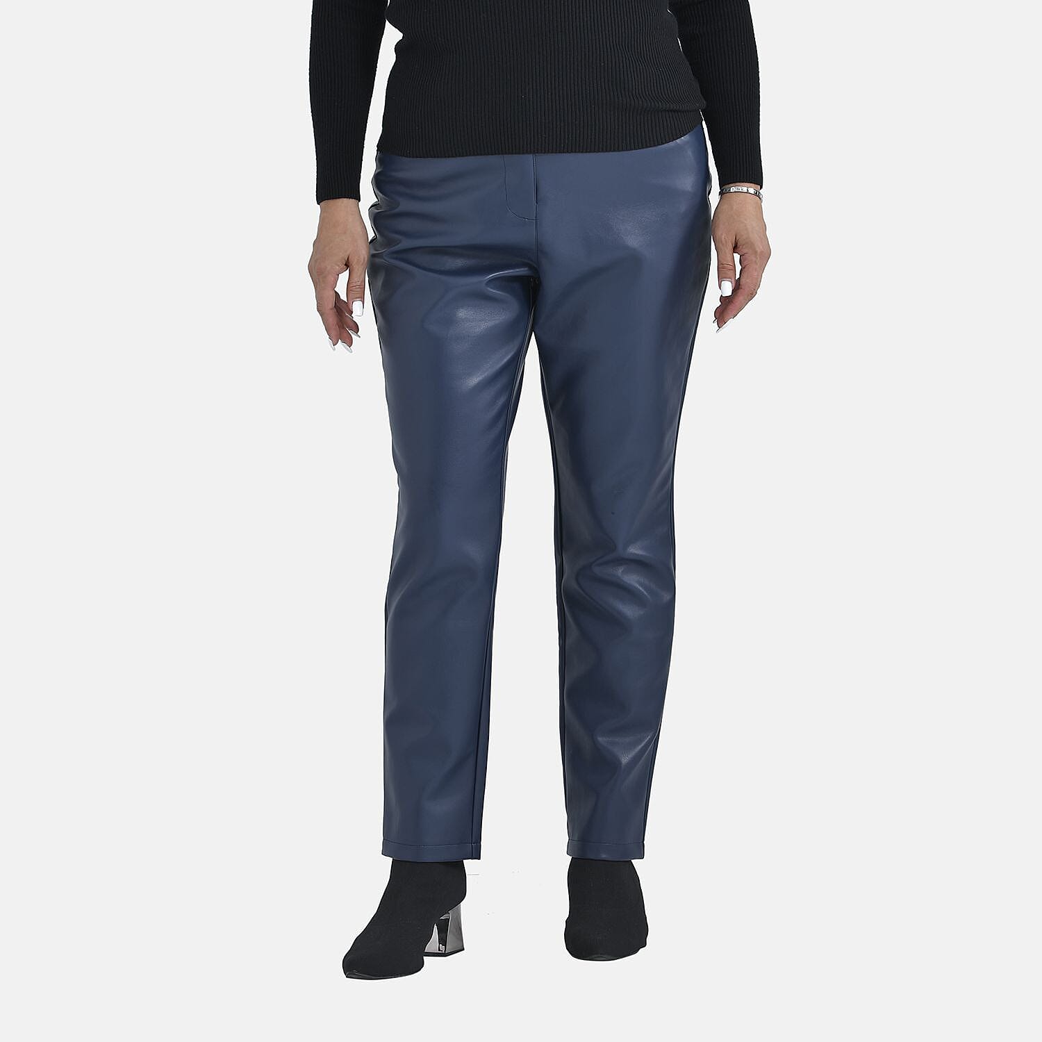 TAMSY 100% PU Leather Look Trouser  (Size 14) - Navy