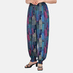 TAMSY Art Pattern Elastic Waist Band Trousers (One Size, 8-16) - Blue - Pink