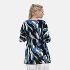 TAMSY Smocked Waist V Neck Top (One Size,8-18) - Blue & Black