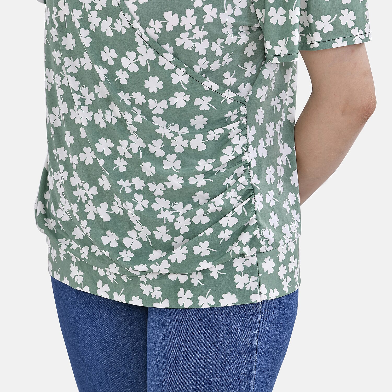 Tamsy V-Neck Solid Top (One Size 8 to 16) - Green
