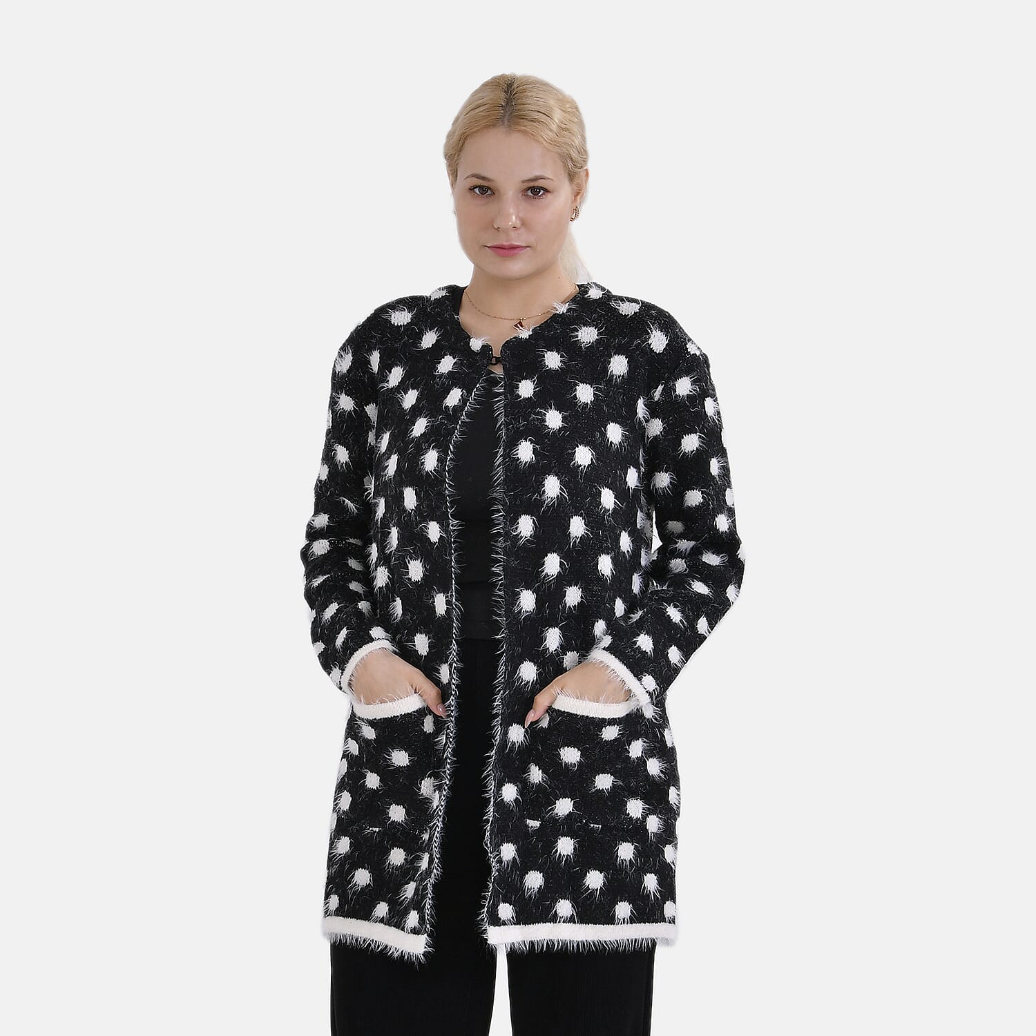 TAMSY Polk Dots Winter Outfit with 2 Pockets (Free Size, Fit to 8-20) - Black - White