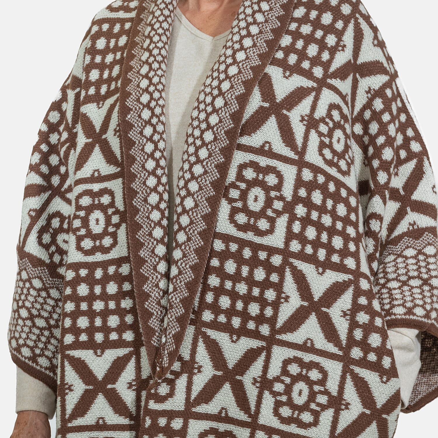 Closeout Deal - Oversized Knit Cardigan - Beige