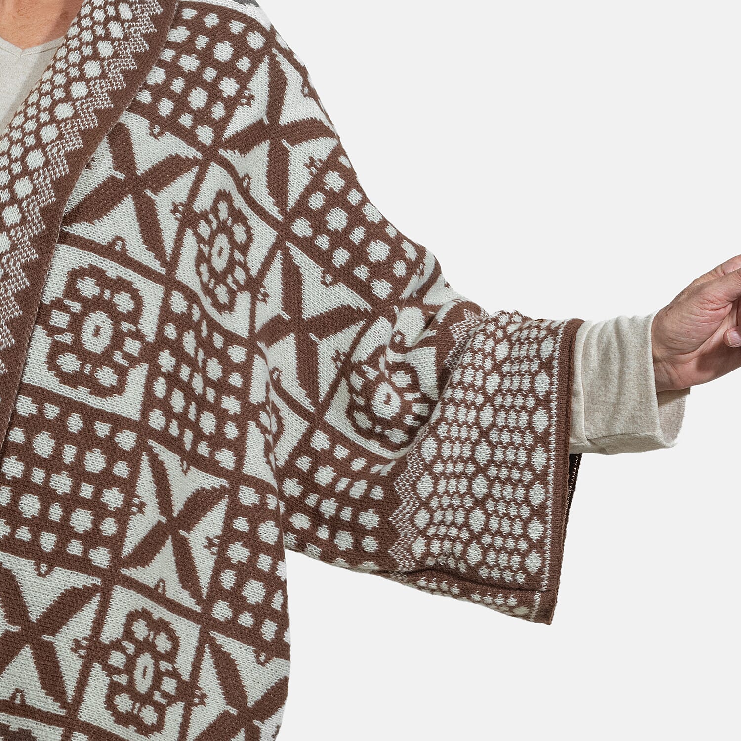 Closeout Deal - Oversized Knit Cardigan - Beige