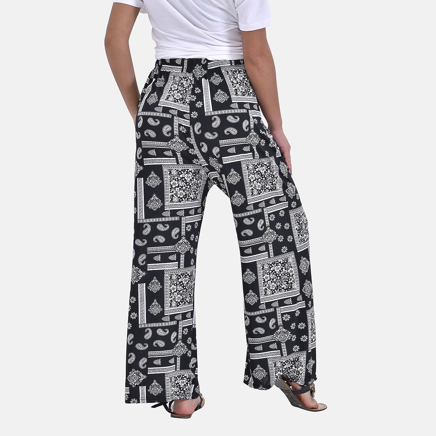 Tamsy Cashew Nut Printed Trousers (One Size, 8-16) - Black One