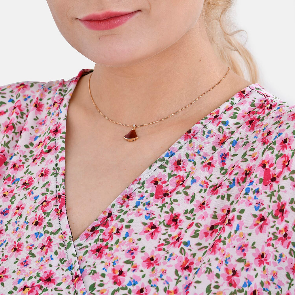 Tamsy V-Neck Floral Top (Curve Size) - Pink
