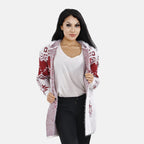 Christmas Coatigan with Hoodie (Size Up to 20) - Red - White