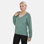 Closeout Stylish V-Neck Long Sleeve Jumpers (Size S) - Green