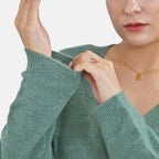 Closeout Stylish V-Neck Long Sleeve Jumpers (Size S) - Green