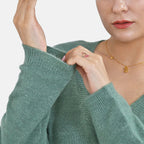 Closeout Stylish V-Neck Long Sleeve Jumpers (Size L) - Green