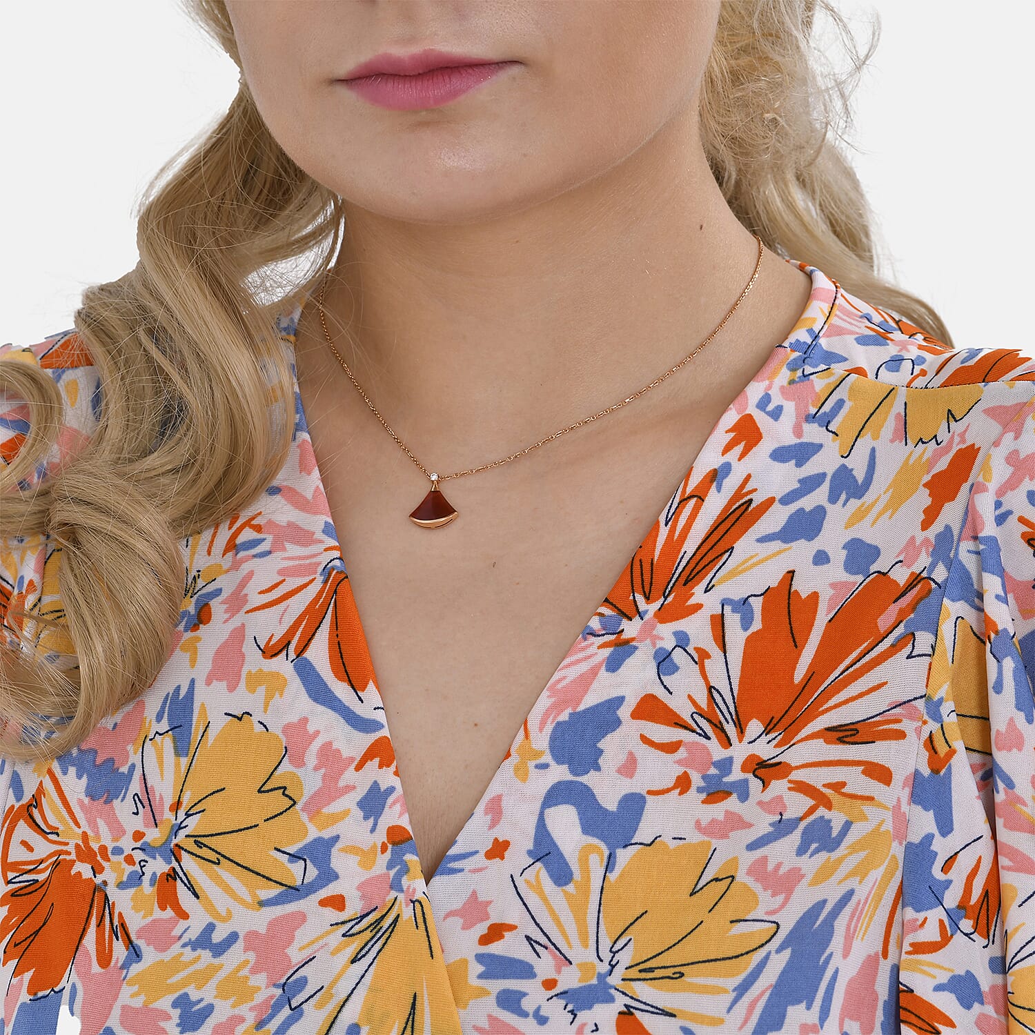 TAMSY Flutter Sleeves Floral Pattern Smocked Midi Dress (Curve Size 20-26) - Orange - Yellow