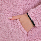 La Marey Fleece Patterned Half Zipped Sweat Shirt (Size 8 - 10 ) - Pink