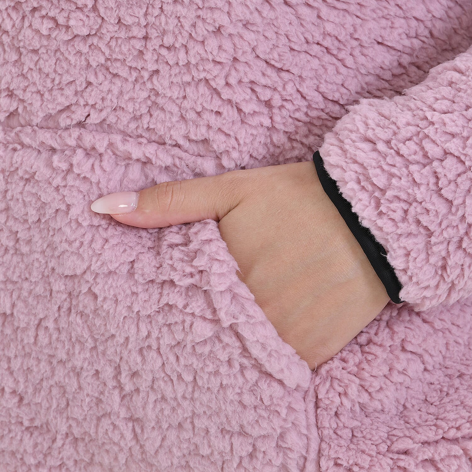 La Marey Fleece Patterned Half Zipped Sweat Shirt (Size 8 - 10 ) - Pink