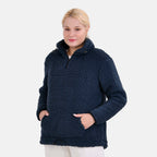 La Marey Fleece Patterned Half Zipped Sweat Shirt (Size 12 to 14 ) - Navy