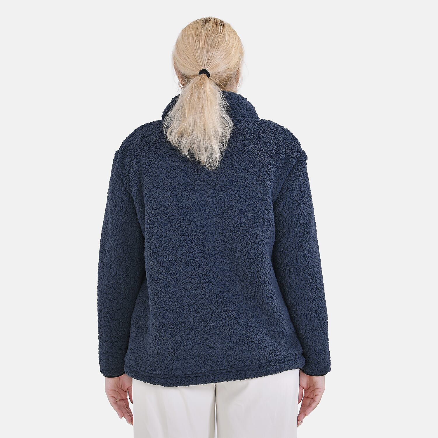La Marey Fleece Patterned Half Zipped Sweat Shirt (Size 12 to 14 ) - Navy