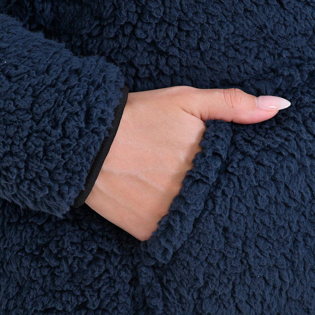 La Marey Fleece Patterned Half Zipped Sweat Shirt (Size 12 to 14 ) - Navy