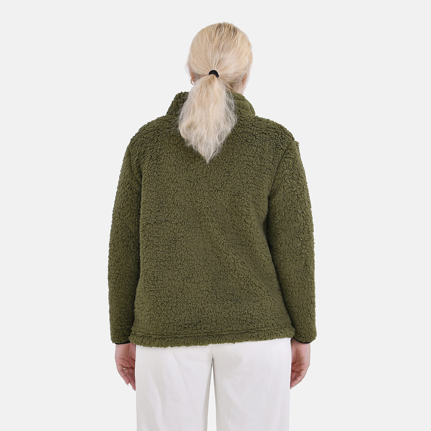 La Marey Fleece Patterned Half Zipped Sweat Shirt (Size 16 - 18 ) - Olive