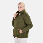 La Marey Fleece Patterned Half Zipped Sweat Shirt (Size 16 - 18 ) - Olive