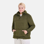La Marey Fleece Patterned Half Zipped Sweat Shirt (Size 16 - 18 ) - Olive