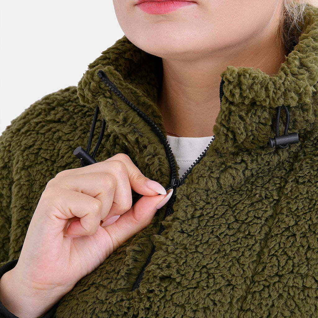 La Marey Fleece Patterned Half Zipped Sweat Shirt (Size 16 - 18 ) - Olive