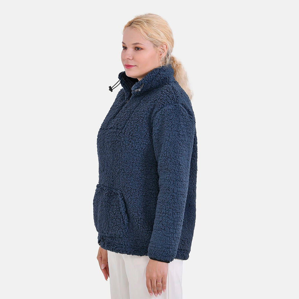 La Marey Half-Zip Sweatshirt with Kangaroo Pocket (Size XL) - Blue