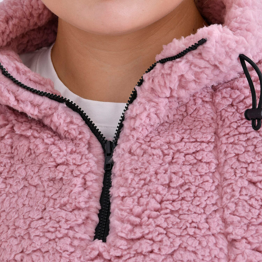 La Marey Half-Zip Sweatshirt with Kangaroo Pocket (Size XL) - Pink