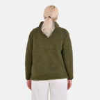 La Marey Fleece Patterned Half Zipped Sweat Shirt (Size 24 - 26 ) - Olive