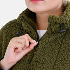 La Marey Fleece Patterned Half Zipped Sweat Shirt (Size 24 - 26 ) - Olive
