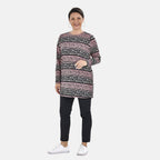 Tamsy Crew Neck Jersey Drape Top (One Size,8-18) - Black - Pink