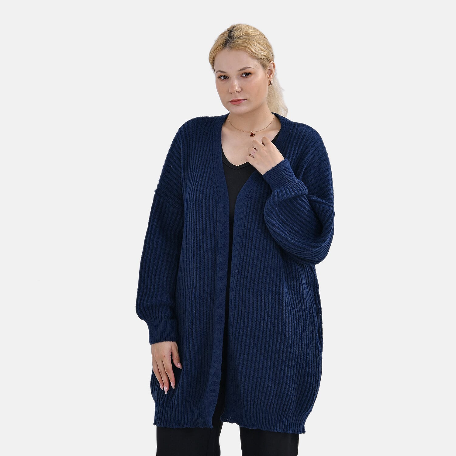 TAMSY Plain Cardigan (One Size) - Navy