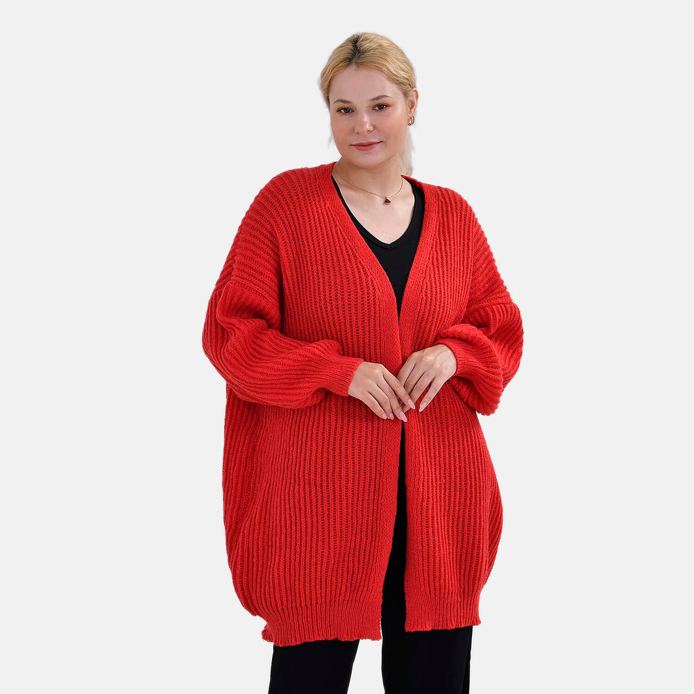 Tamsy Soft Cardigan(- Red & Beige (Size 8 to 20)