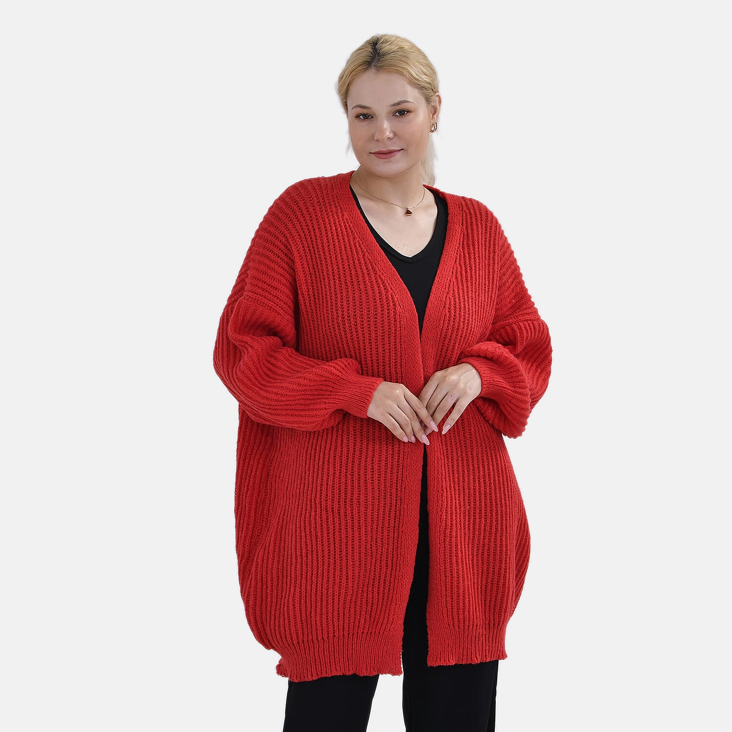 Tamsy Soft Cardigan(- Red & Beige (Size 8 to 20)
