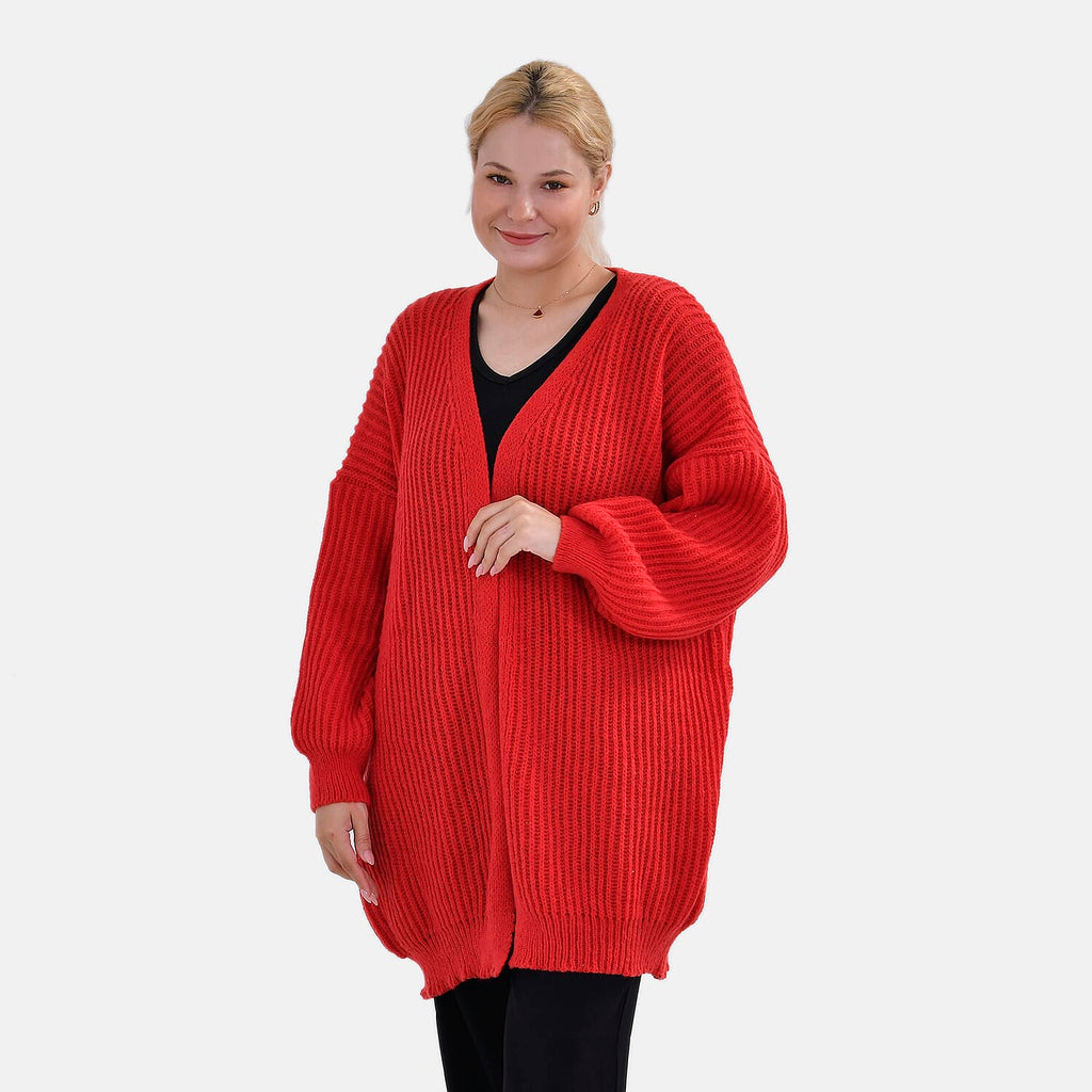 Tamsy Soft Cardigan(- Red & Beige (Size 8 to 20)