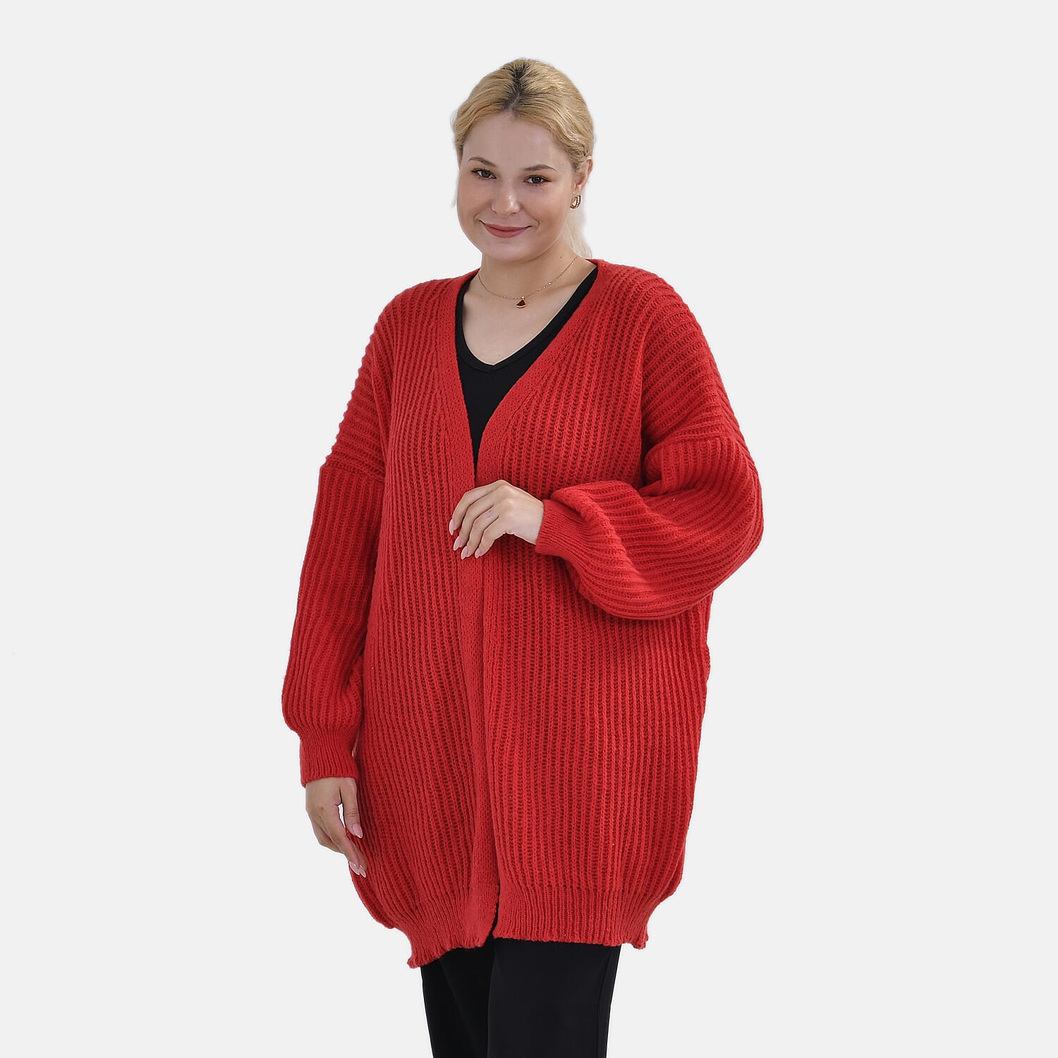 Tamsy Soft Cardigan(- Red & Beige (Size 8 to 20)