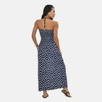 Tamsy Polka Dot Printed Smock Dress (One Size, 8-16) - Dark Blue - White