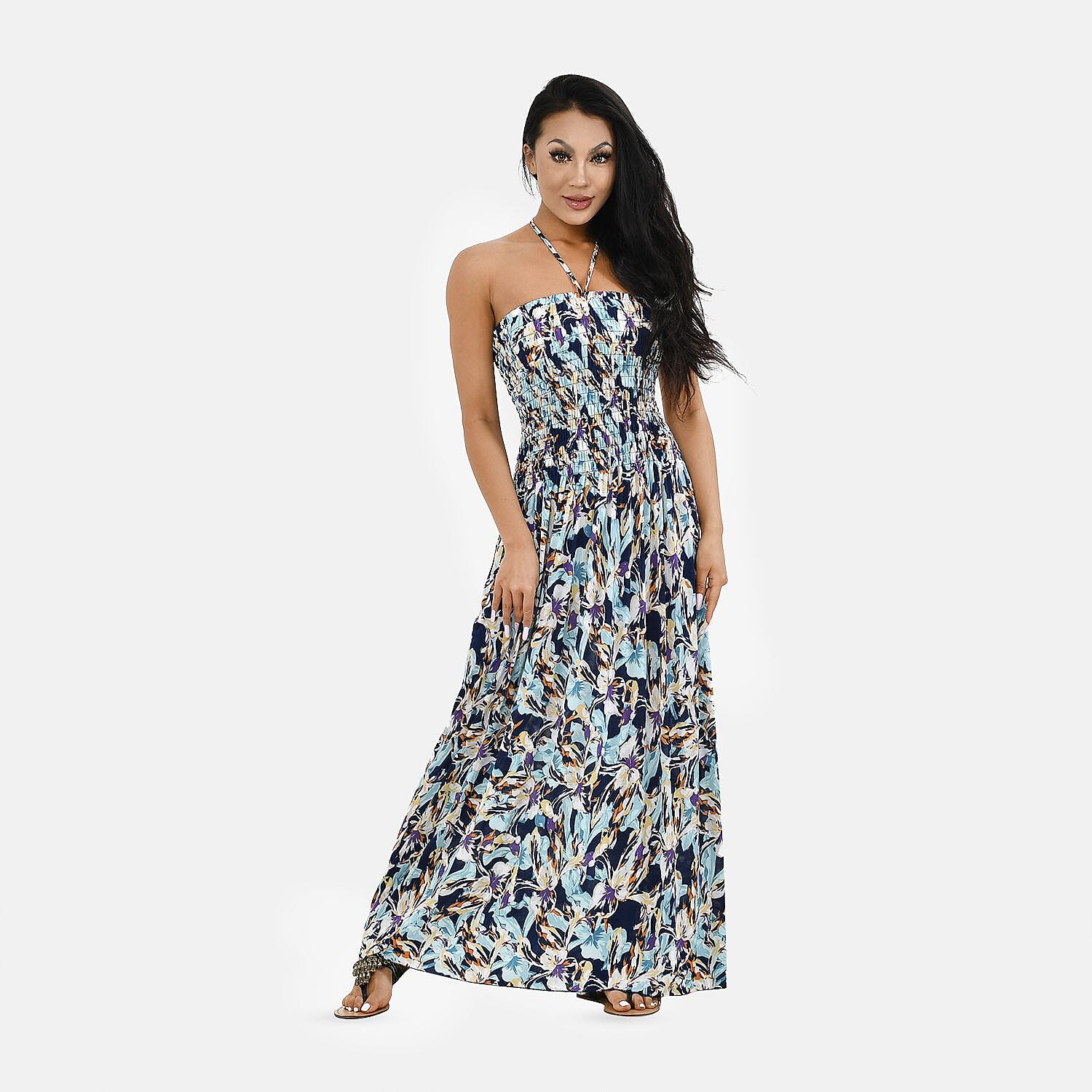 Tamsy Floral Printed Smock Dress (One Size Curve,18-24) - Multi