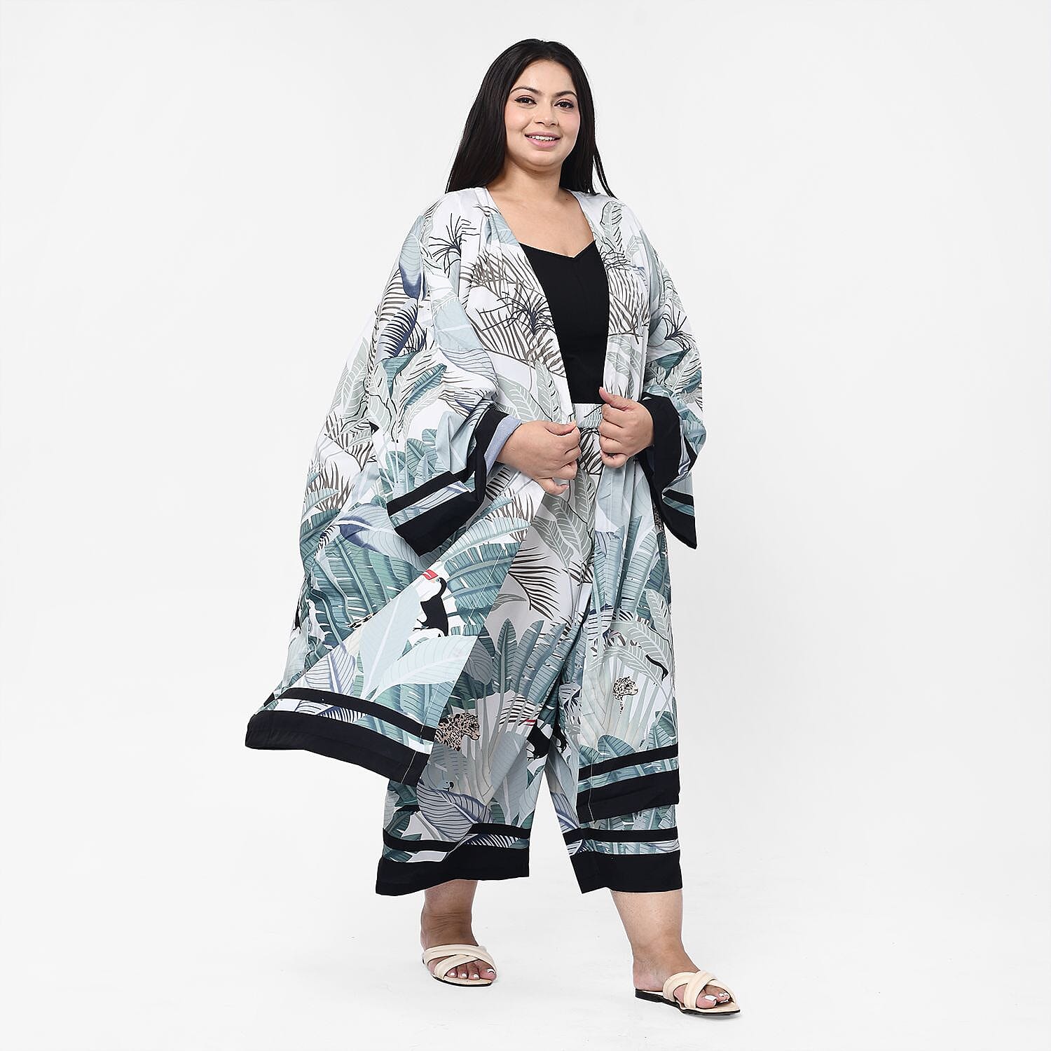 Tamsy Printed Kimono (Size S) - Green