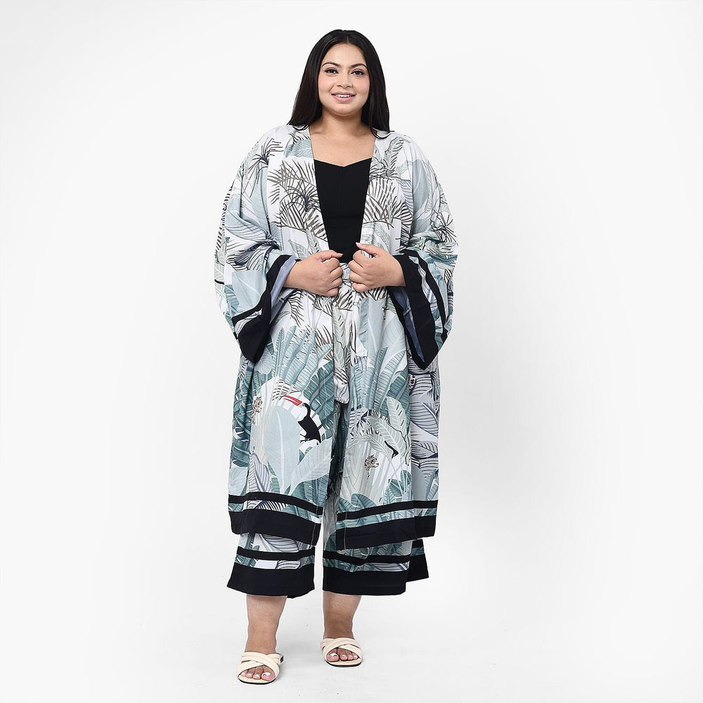Tamsy Printed Kimono (Size XXL) - Green
